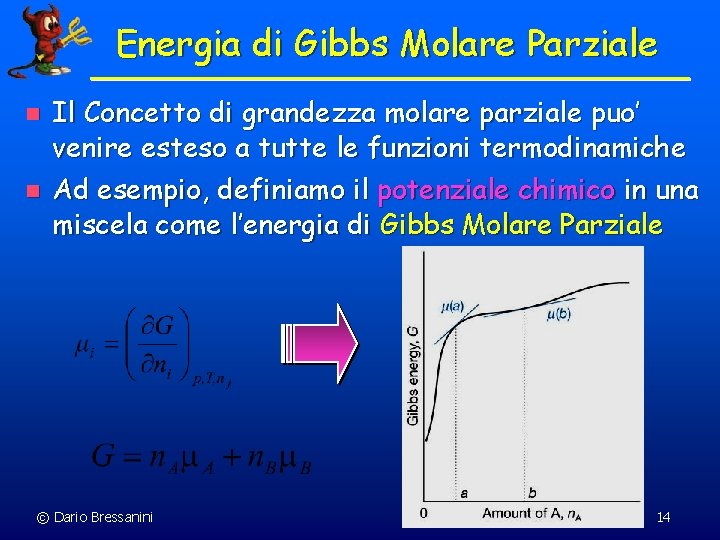 Energia di Gibbs Molare Parziale n n Il Concetto di grandezza molare parziale puo’ Energia di Gibbs Molare Parziale n n Il Concetto di grandezza molare parziale puo’