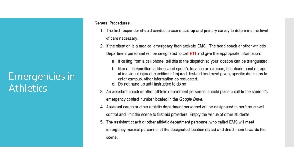 Emergencies in Athletics 