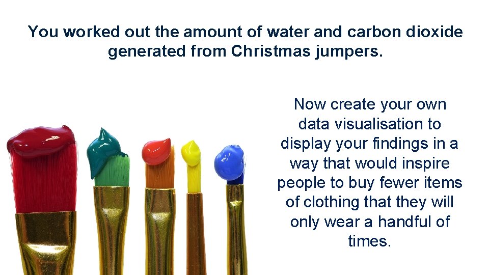 You worked out the amount of water and carbon dioxide generated from Christmas jumpers.