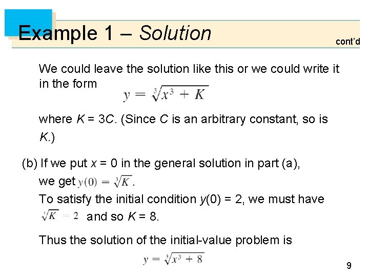 Example 1 – Solution cont’d We could leave the solution like this or we