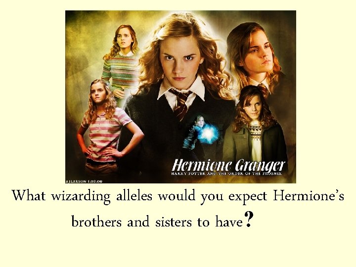 What wizarding alleles would you expect Hermione’s brothers and sisters to have? 