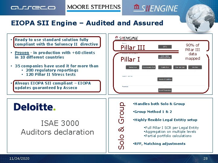EIOPA SII Engine – Audited and Assured • Ready to use standard solution fully