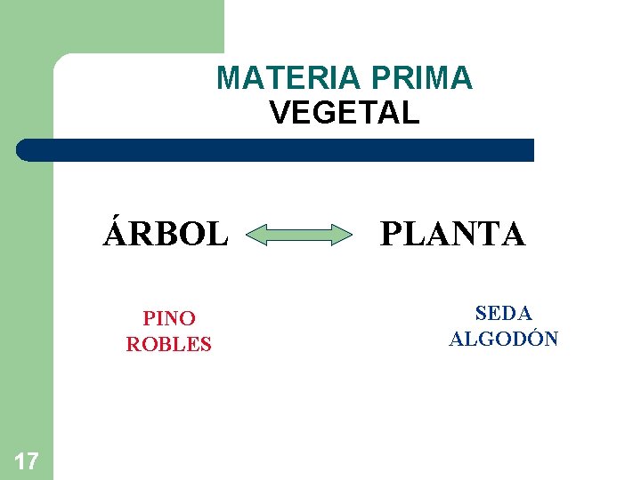 MATERIA PRIMA VEGETAL ÁRBOL PINO ROBLES 17 PLANTA SEDA ALGODÓN 