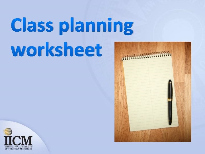 Class planning worksheet 