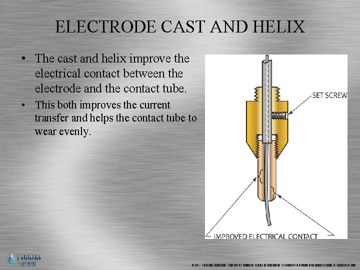 ELECTRODE CAST AND HELIX • The cast and helix improve the electrical contact between