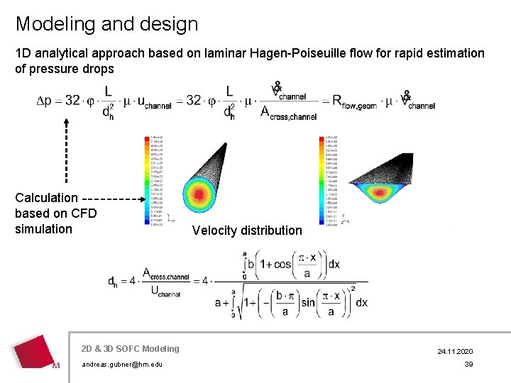 Modeling and design 1 D analytical approach based on laminar Hagen-Poiseuille flow for rapid