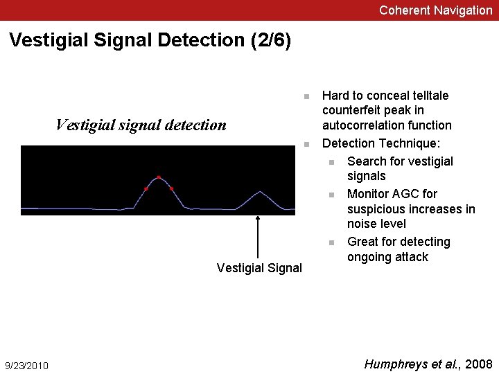 Coherent Navigation Vestigial Signal Detection (2/6) n Vestigial signal detection n Vestigial Signal 9/23/2010