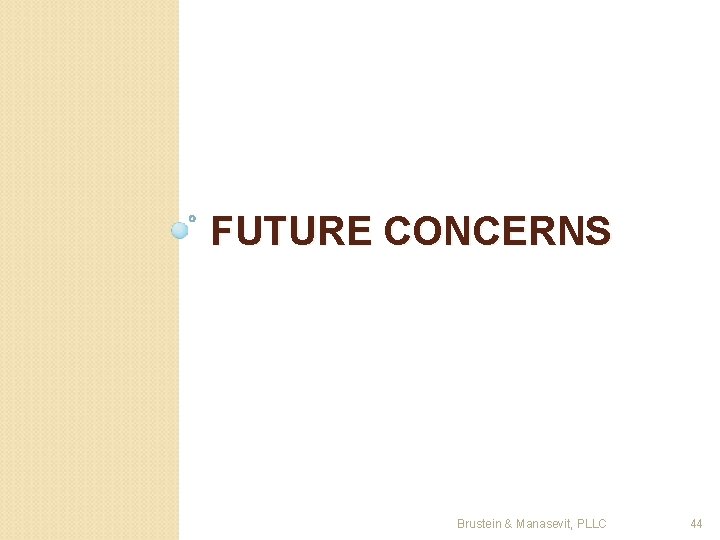 FUTURE CONCERNS Brustein & Manasevit, PLLC 44 