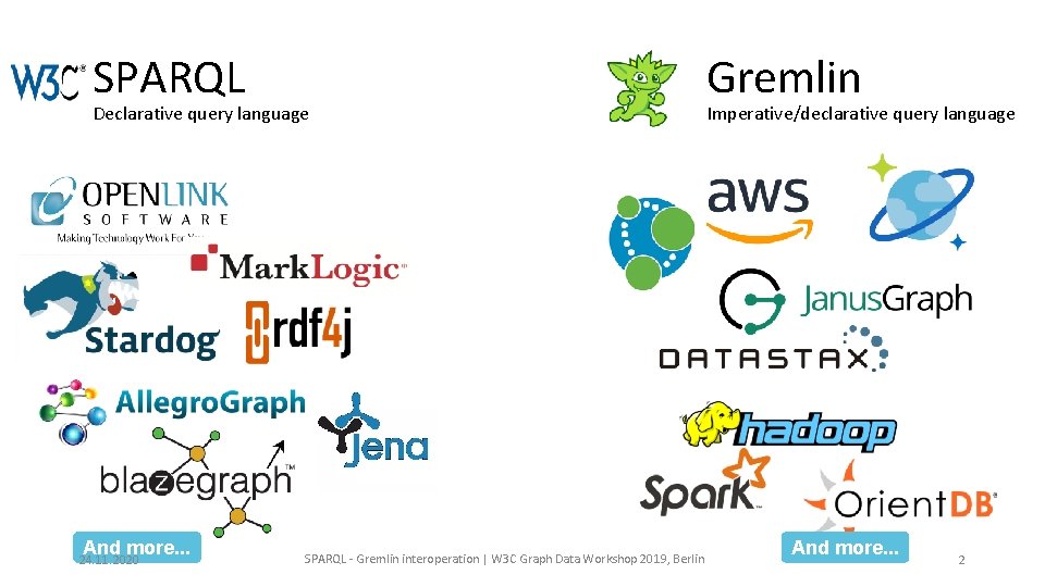 SPARQL Declarative query language And more. . . 24. 11. 2020 SPARQL - Gremlin