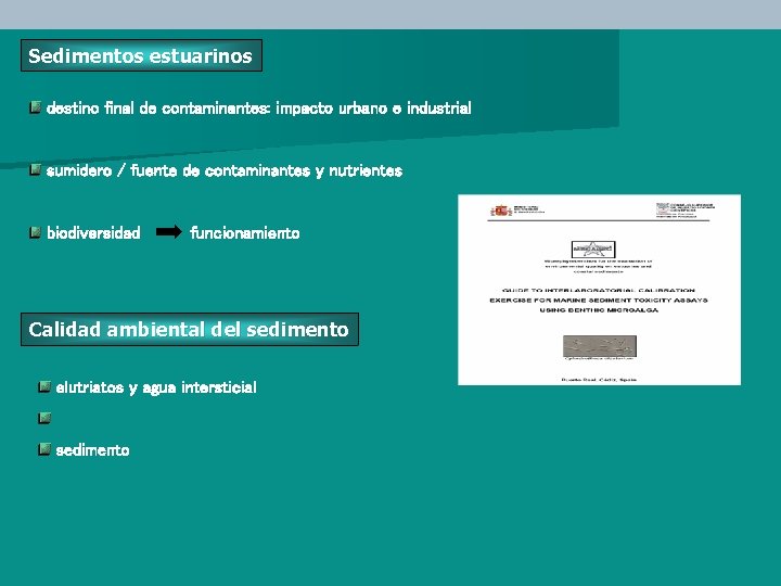 Sedimentos estuarinos destino final de contaminantes: impacto urbano e industrial sumidero / fuente de