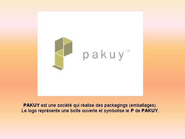  PAKUY est une société qui réalise des packagings (emballages). Le logo représente une