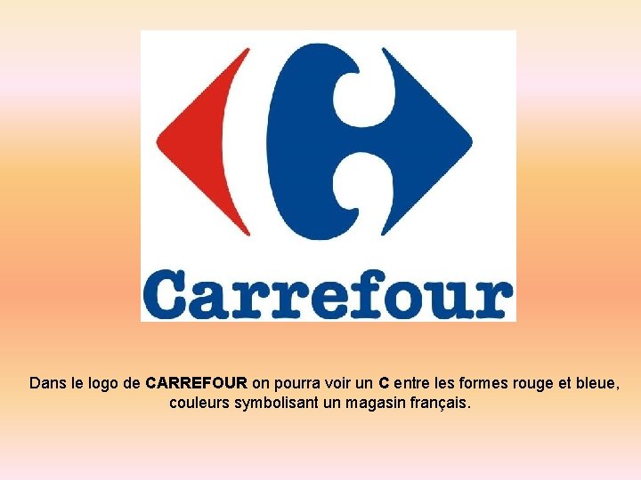  Dans le logo de CARREFOUR on pourra voir un C entre les formes