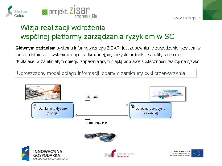 www. e-clo. gov. pl Wizja realizacji wdrożenia wspólnej platformy zarządzania ryzykiem w SC Głównym