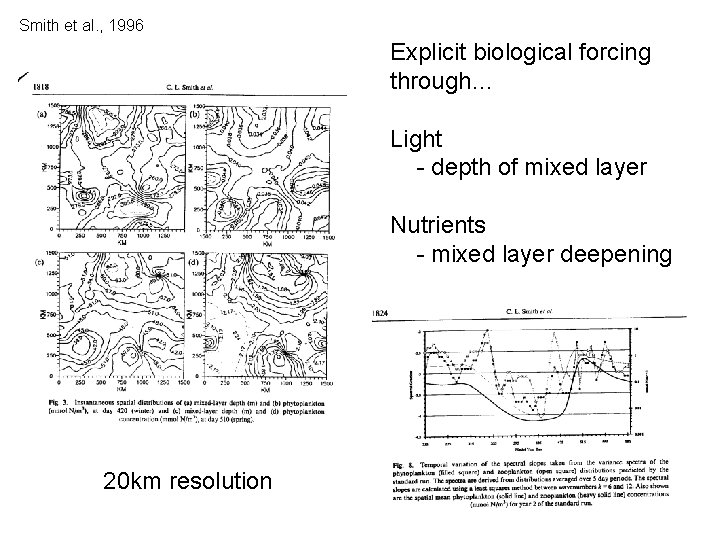 Smith et al. , 1996 Explicit biological forcing through… Light - depth of mixed