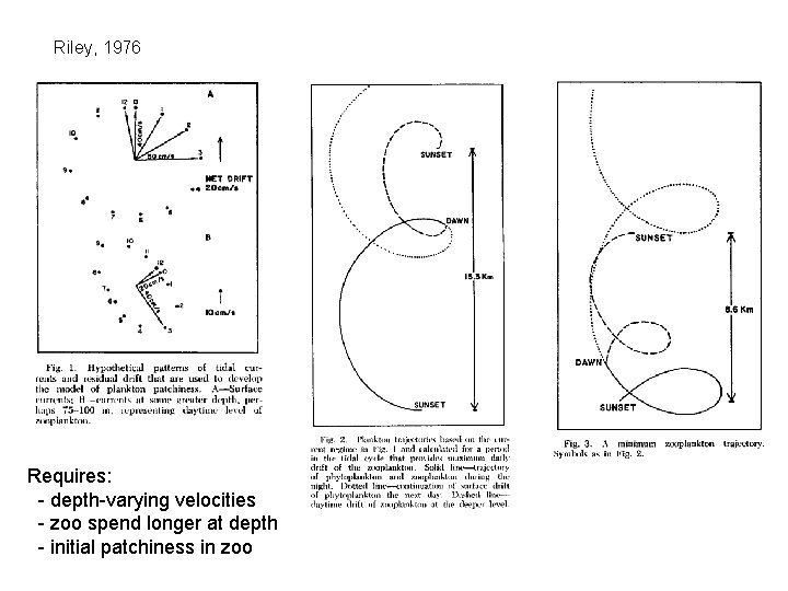 Riley, 1976 Requires: - depth-varying velocities - zoo spend longer at depth - initial