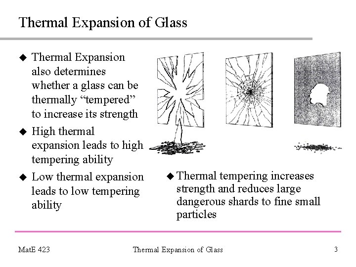 Thermal Expansion of Glass u u u Thermal Expansion also determines whether a glass