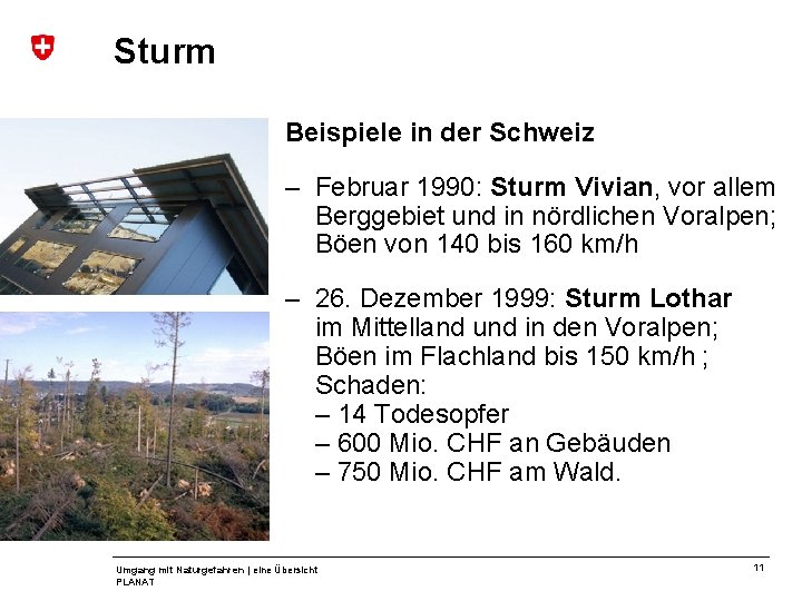 Sturm Beispiele in der Schweiz – Februar 1990: Sturm Vivian, vor allem Berggebiet und