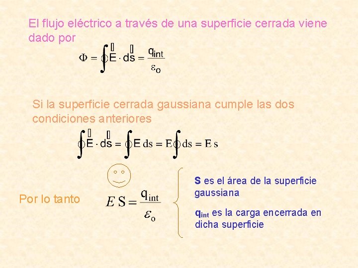 El flujo eléctrico a través de una superficie cerrada viene dado por Si la El flujo eléctrico a través de una superficie cerrada viene dado por Si la