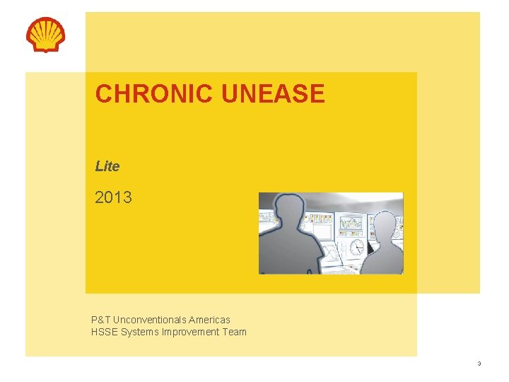 CHRONIC UNEASE Lite 2013 P&T Unconventionals Americas HSSE Systems Improvement Team 3 