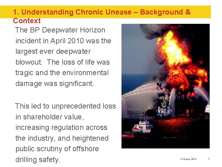 1. Understanding Chronic Unease – Background & Context The BP Deepwater Horizon incident in