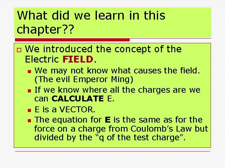 What did we learn in this chapter? ? o We introduced the concept of What did we learn in this chapter? ? o We introduced the concept of