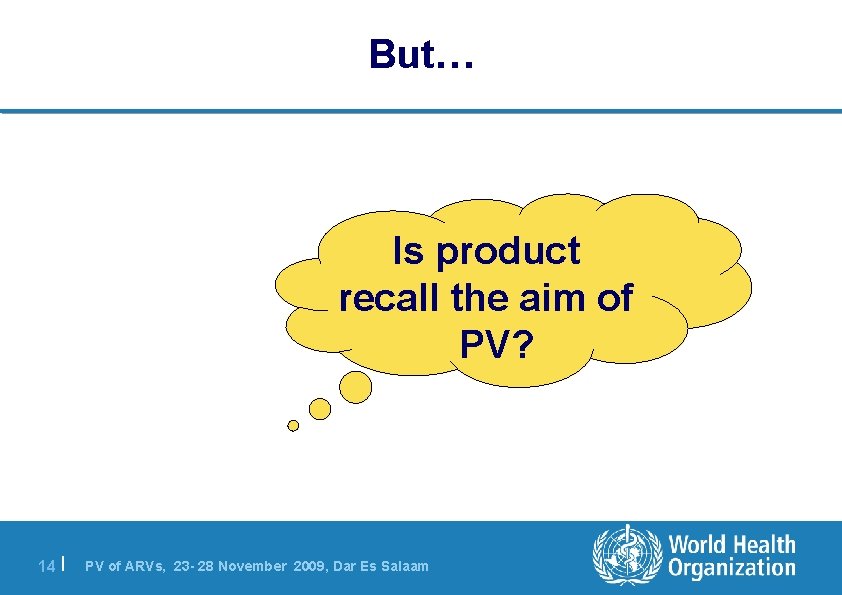 But… Is product recall the aim of PV? 14 | PV of ARVs, 23