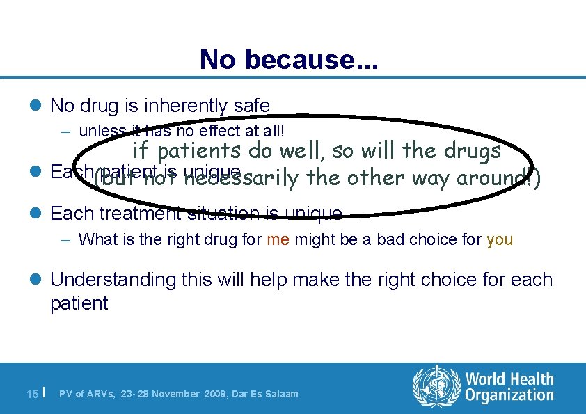 No because. . . l No drug is inherently safe – unless it has