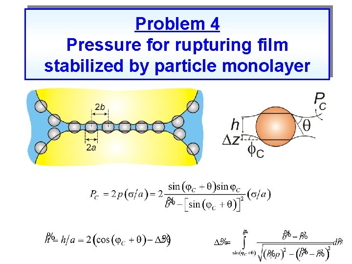 Problem 4 Pressure for rupturing film stabilized by particle monolayer 