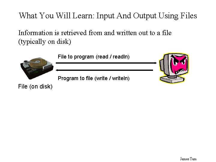 What You Will Learn: Input And Output Using Files Information is retrieved from and