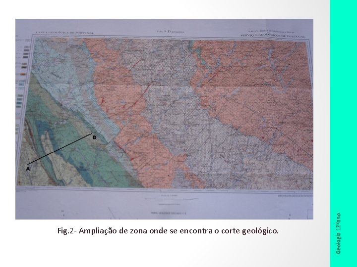 Geologia 12ºano Fig. 2 - Ampliação de zona onde se encontra o corte geológico.