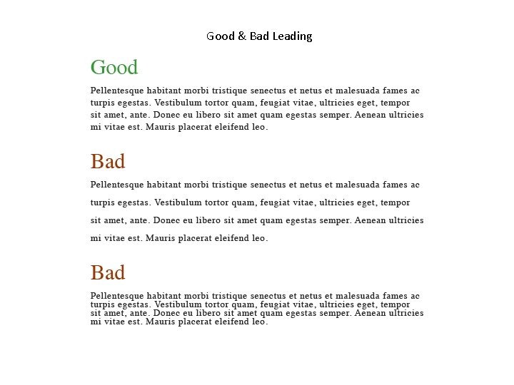 Good & Bad Leading Good & Bad Leading