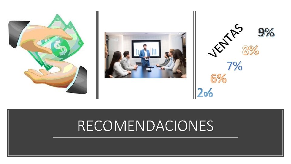 VE NT AS 9% 8% 7% 6% RECOMENDACIONES 