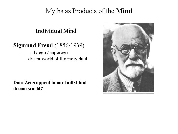 Myths as Products of the Mind Individual Mind Sigmund Freud (1856 -1939) id / Myths as Products of the Mind Individual Mind Sigmund Freud (1856 -1939) id /