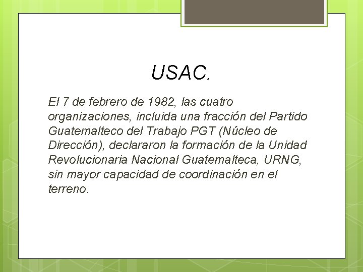 USAC. El 7 de febrero de 1982, las cuatro organizaciones, incluida una fracción del USAC. El 7 de febrero de 1982, las cuatro organizaciones, incluida una fracción del