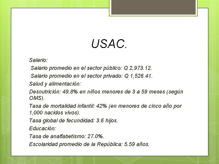 USAC. Salario: Salario promedio en el sector público: Q 2, 973. 12. Salario promedio USAC. Salario: Salario promedio en el sector público: Q 2, 973. 12. Salario promedio