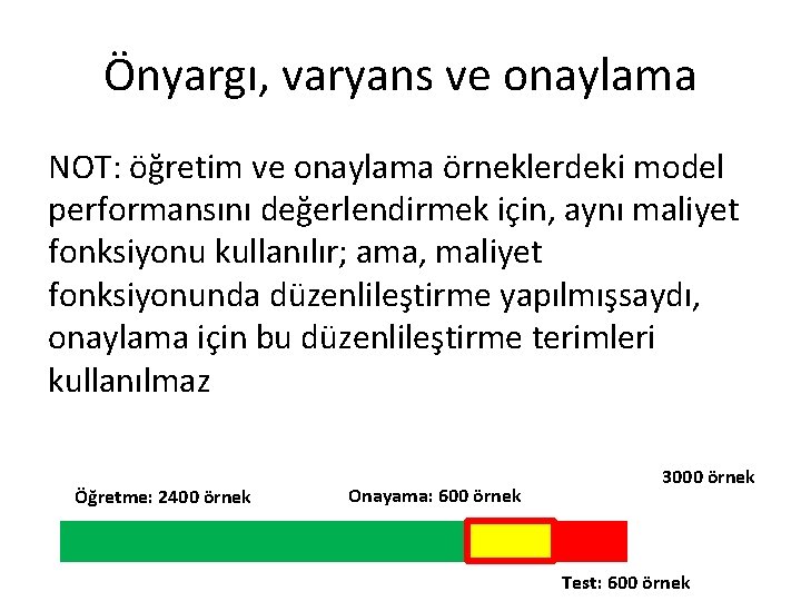 Önyargı, varyans ve onaylama NOT: öğretim ve onaylama örneklerdeki model performansını değerlendirmek için, aynı Önyargı, varyans ve onaylama NOT: öğretim ve onaylama örneklerdeki model performansını değerlendirmek için, aynı