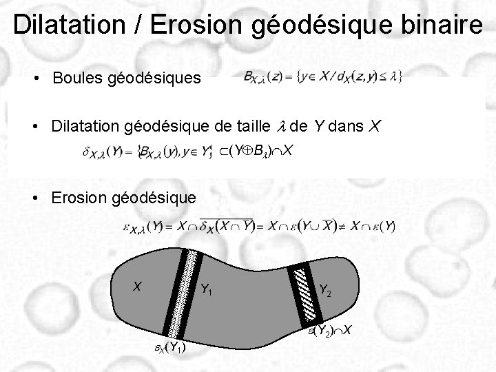 Dilatation / Erosion géodésique binaire • Boules géodésiques • Quand l , les boules