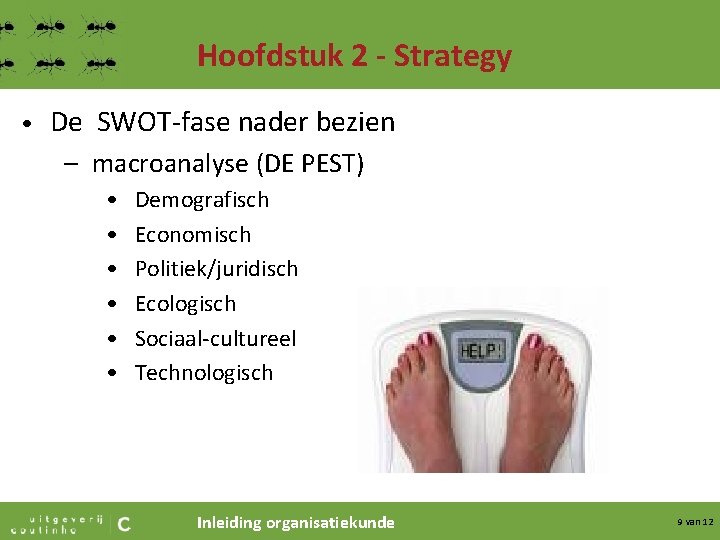 Hoofdstuk 2 - Strategy • De SWOT-fase nader bezien – macroanalyse (DE PEST) •