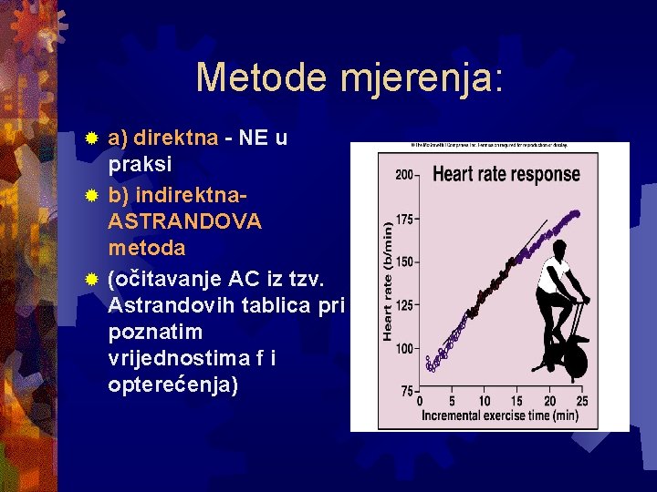 Metode mjerenja: a) direktna - NE u praksi ® b) indirektna. ASTRANDOVA metoda ®