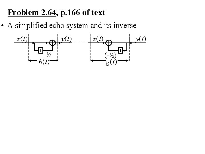 Problem 2. 64, p. 166 of text • A simplified echo system and its