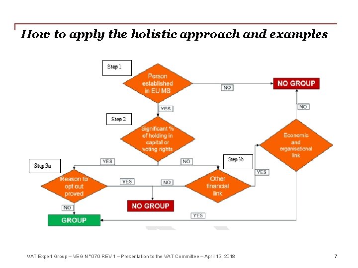 How to apply the holistic approach and examples VAT Expert Group – VEG N°