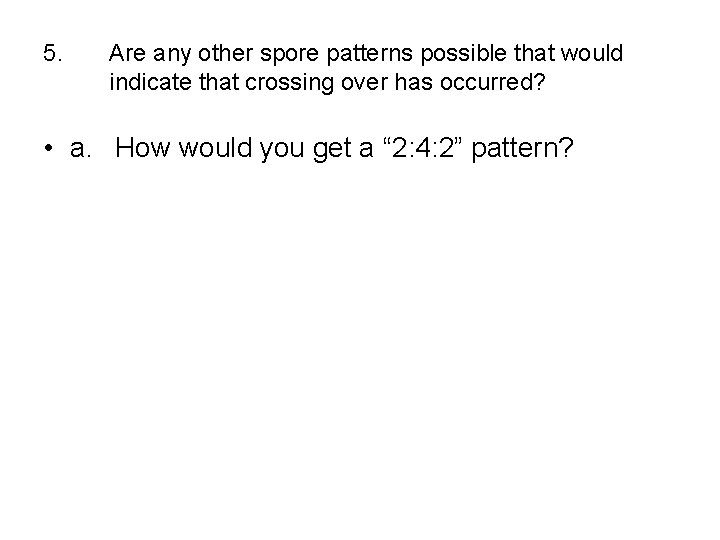 5. Are any other spore patterns possible that would indicate that crossing over has