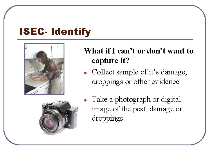 ISEC- Identify What if I can’t or don’t want to capture it? l Collect