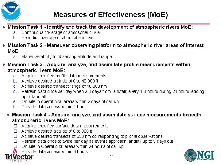 Measures of Effectiveness (Mo. E) Mission Task 1 - Identify and track the development