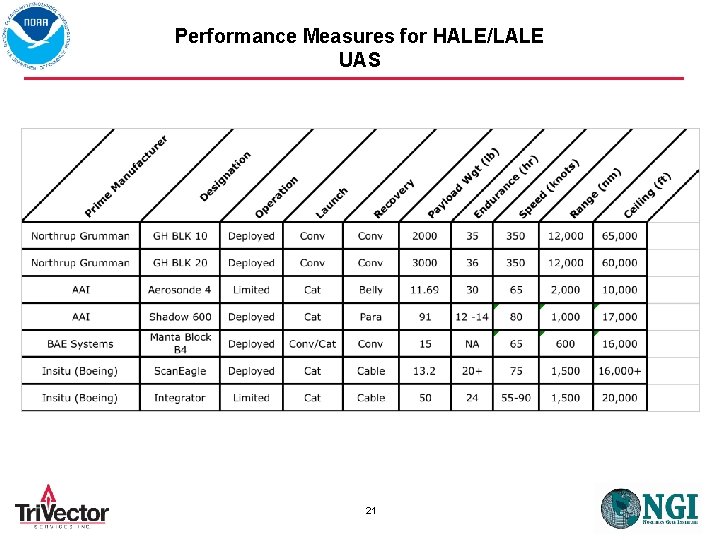 Performance Measures for HALE/LALE UAS 21 