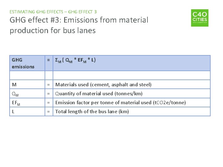 Updated ESTIMATING GHG EFFECTS – GHG EFFECT 3 GHG effect #3: Emissions from material