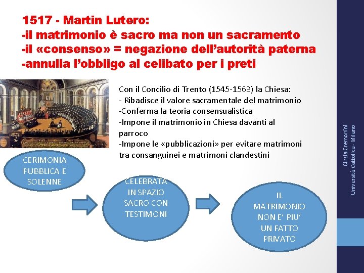 CERIMONIA PUBBLICA E SOLENNE Con il Concilio di Trento (1545 -1563) la Chiesa: -
