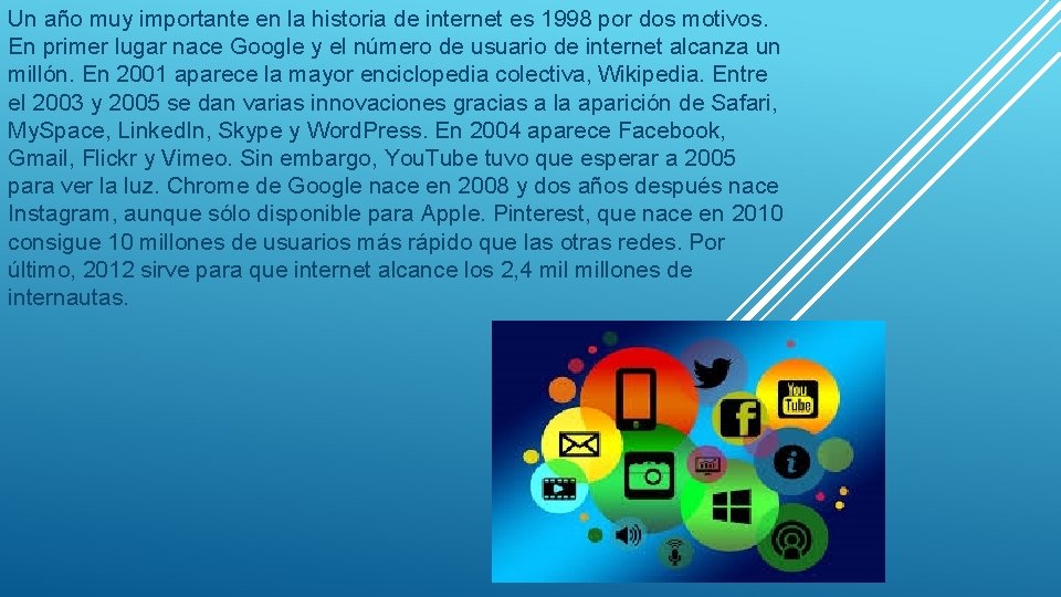 Un año muy importante en la historia de internet es 1998 por dos motivos.