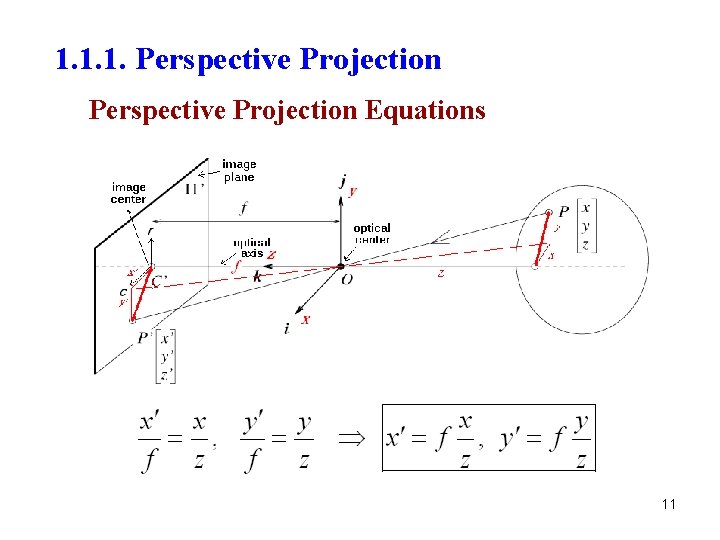 1. 1. 1. Perspective Projection Equations 11 