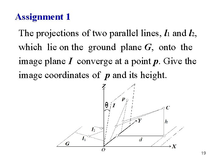 Assignment 1 The projections of two parallel lines, l 1 and l 2, which